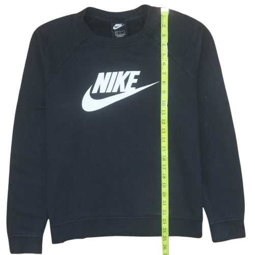 Nike Women Black Large Pullover Sweatshirt Crew Neck Logo Cotton Blend