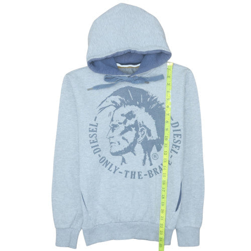 Diesel Men Blue Pullover Hoodie S Graphic Print Regular Fit