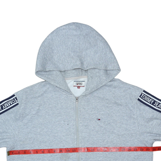 Tommy Jeans Mens Grey XL Full Zip Hoodie Logo Sleeve Hooded Sweatshirt