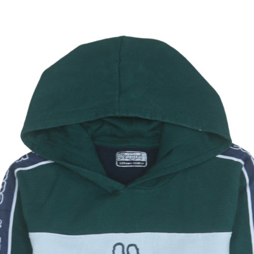 Kappa Boys Green Colourblock Pullover Hoodie 12 Years Cotton Blend