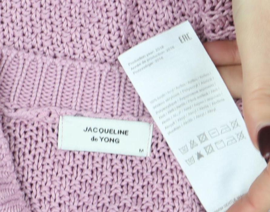 Jacqueline de Yong Women Pink Cable-Knit Jumper M Classic Crew Neck