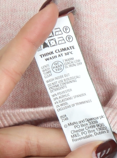 Marks and Spencer Womens Pink Crew Neck Knit Jumper XL