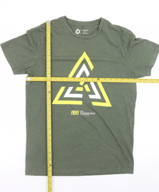Jack & Jones Men's Green 90s Graphic Crew Neck T-Shirt Size S