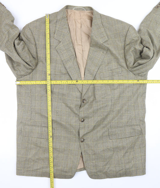 Frank Bird Mens Brown Check Tweed Classic Wool Silk Blazer 40in
