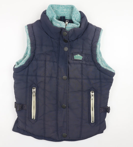 Superdry Men's Blue Alpine Sport Puffer Waistcoat Lined Cotton Blend L