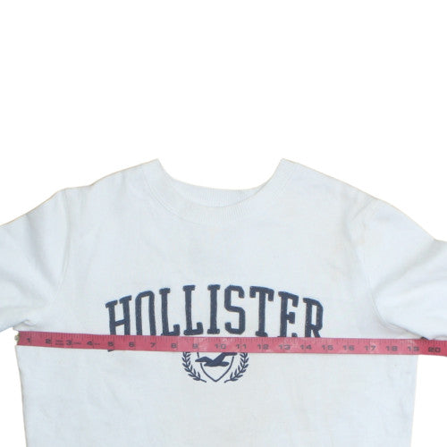 Hollister Womens White Crew Neck Pullover Sweatshirt Size S
