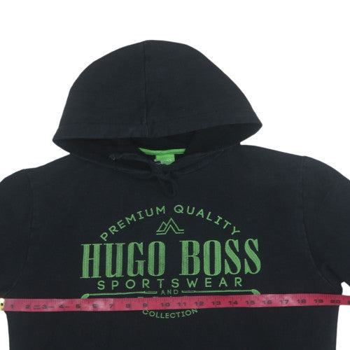 Hugo Boss Mens Black Pullover Hoodie Small Logo Fleece Sweatshirt