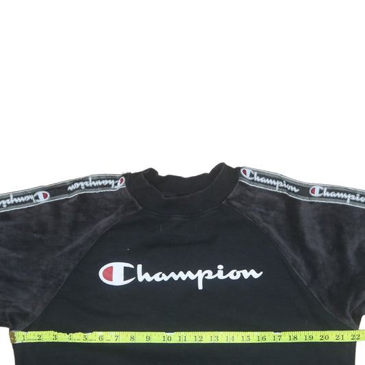 Champion Womens Black Medium Pullover Sweatshirt with Logo Trim