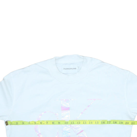 Calvin Klein Jeans Womens White Cotton Logo Sweatshirt M