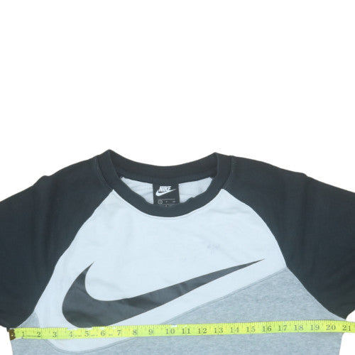 Nike Men's Grey Pullover Sweatshirt Small Logo Crew Neck Sports Top