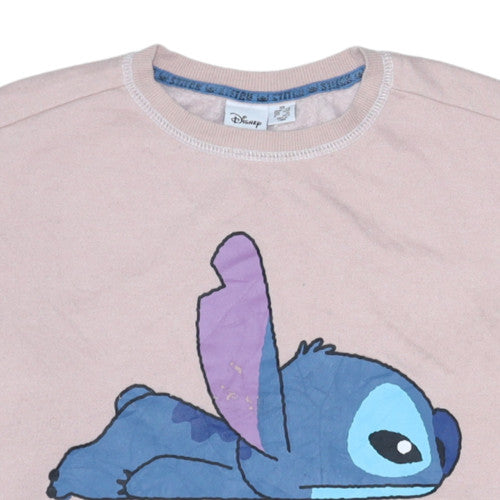 Disney Women Pink Stitch Chillin' Sweatshirt XS Pullover