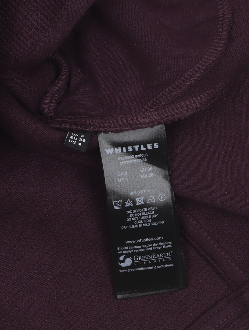 Whistles Women Burgundy Cotton Blazer UK 8 Tailored Double-Button Workwear