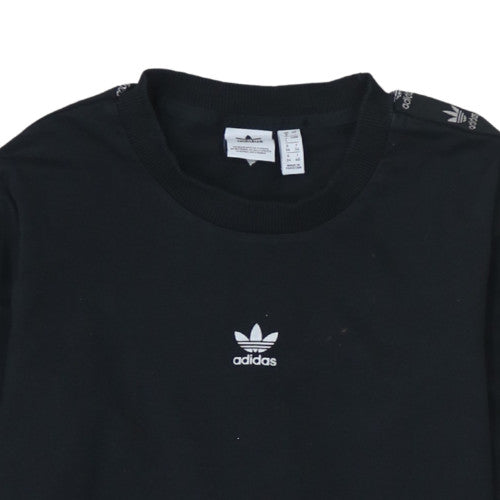 Additional view of Adidas Women's Black Long Sleeve Crew Neck Cotton T-Shirt, size 8