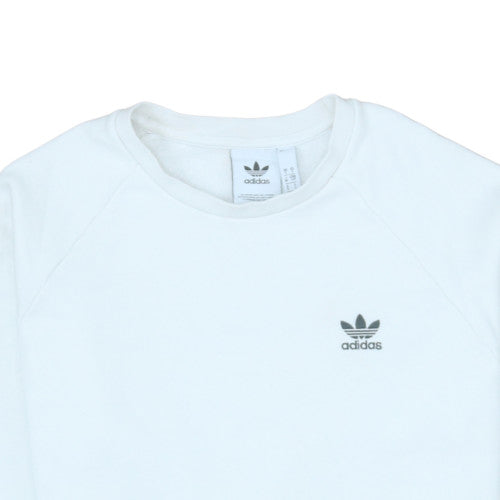 Additional view of Adidas Men's White Crew Neck Sweatshirt, size S, Pullover Logo Sportswear