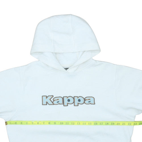 Kappa Mens White Small Pullover Hoodie Fleece Graphic Print