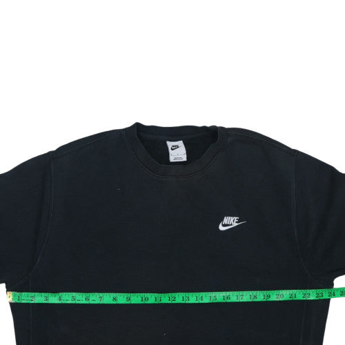 Nike Men Black Medium Crew Neck Pullover Sweatshirt Fleece Cotton Blend