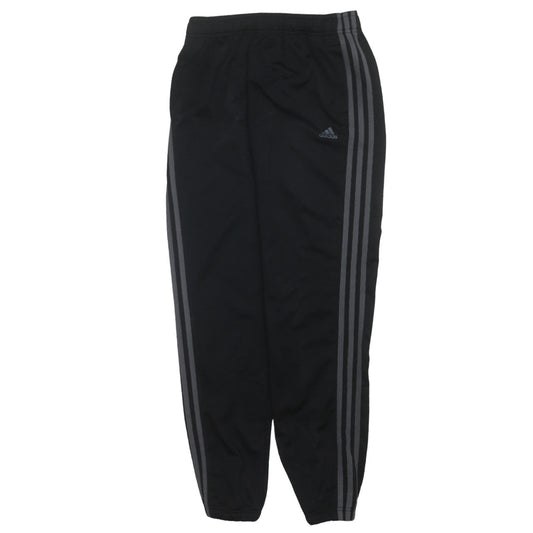 Adidas Boys Black Track Pants S Elastic Waist Jogger Trousers