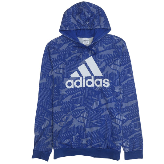 Adidas Men's Blue Pullover Hoodie Size M Sports Fleece Logo