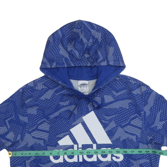 Adidas Men's Blue Pullover Hoodie Size M Sports Fleece Logo