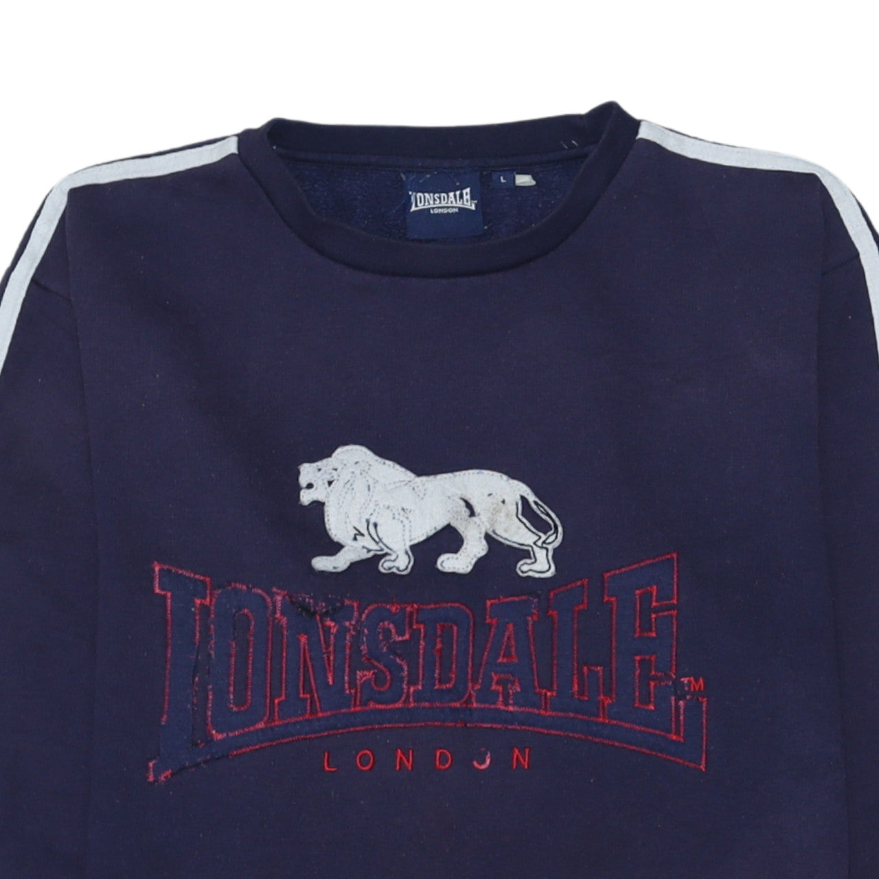 Lonsdale Men's Blue Crew Neck Embroidered Logo Sweatshirt L