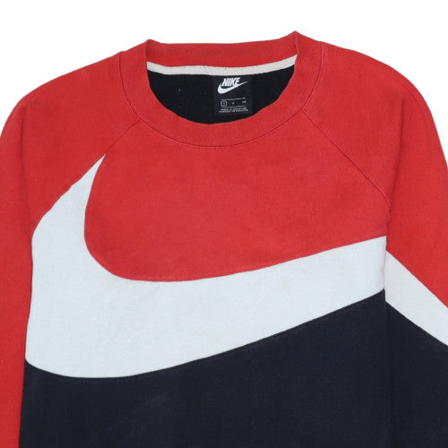 Nike Mens Red Black Crew Neck Colour Block Sweatshirt Size S