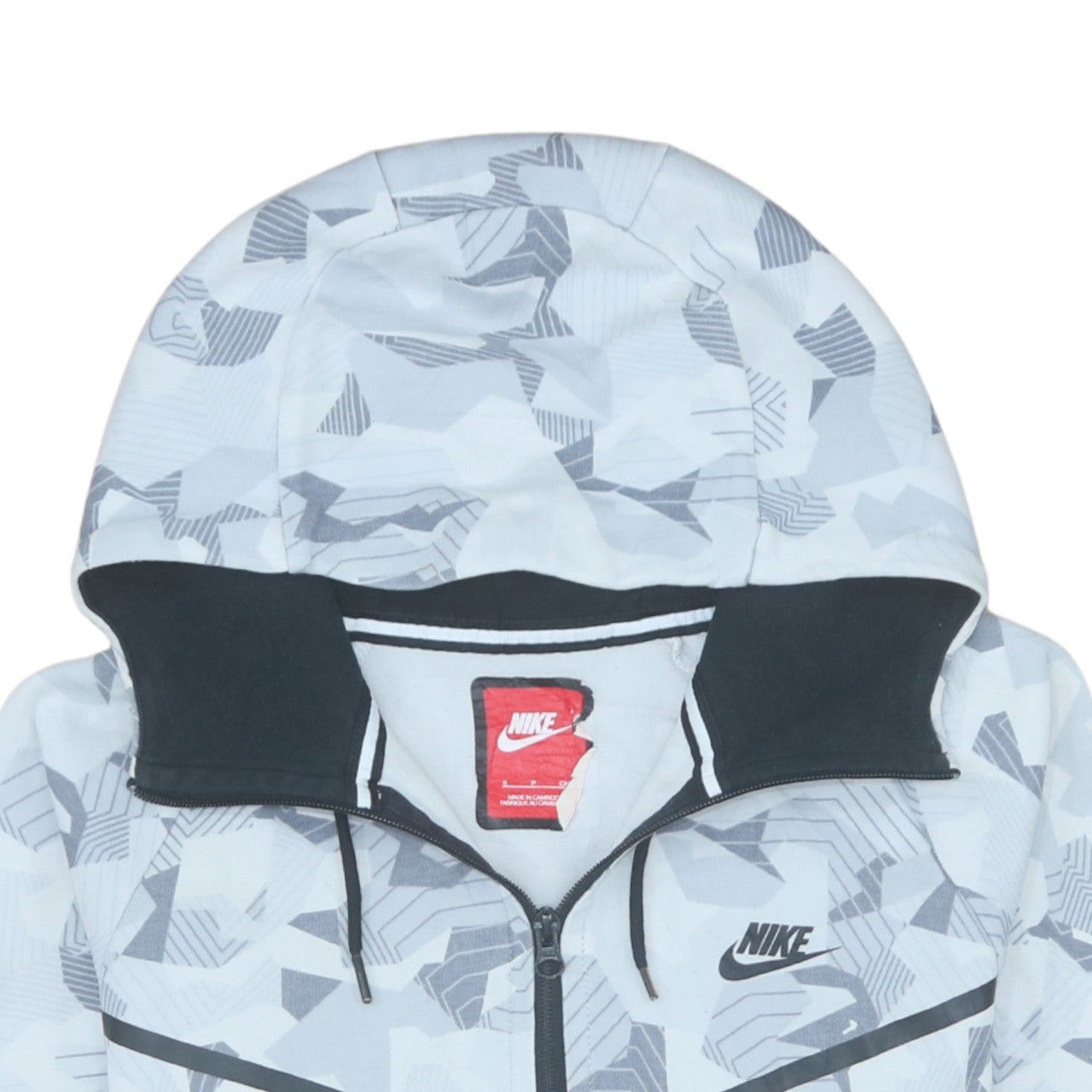 Nike Men's Grey Full Zip Camouflage Hoodie Size S