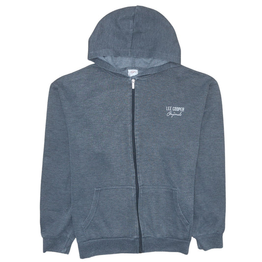 Additional front view of Lee Cooper Men's Blue Full Zip Hoodie, size M, Regular Fit