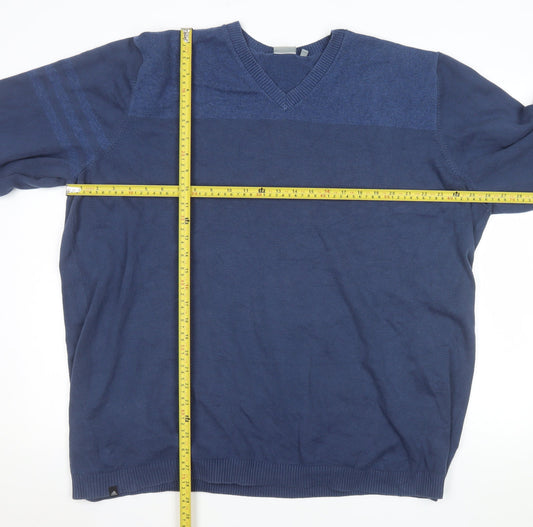 Adidas Men’s Blue 2XL V-Neck Cotton Pullover Jumper