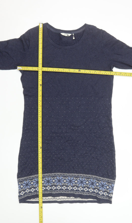FatFace Women's Blue Cotton Knit Shift Dress Size 12