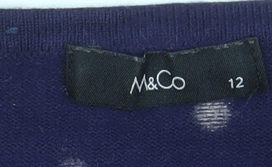 M&Co Women’s Blue Polka Dot Knit Jumper Size 12