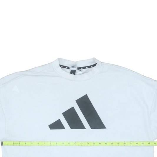 Adidas Women's White Crop Sweatshirt Small Crew Neck Long Sleeve Pullover