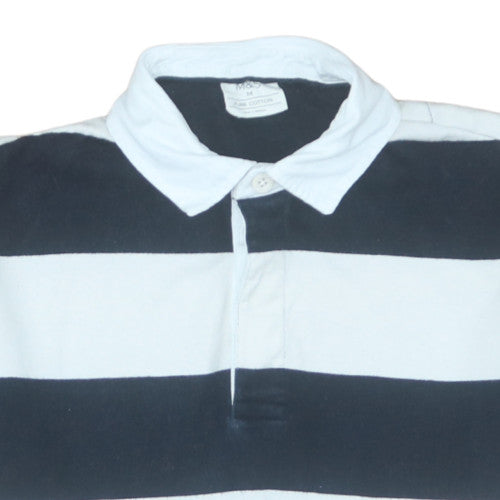 Marks and Spencer Men’s Black White Striped Cotton Polo M