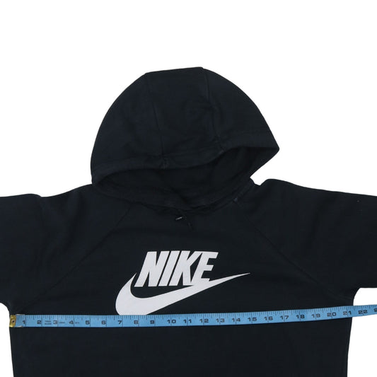Nike Mens Black Pullover Hoodie Medium Logo Fleece Sweatshirt