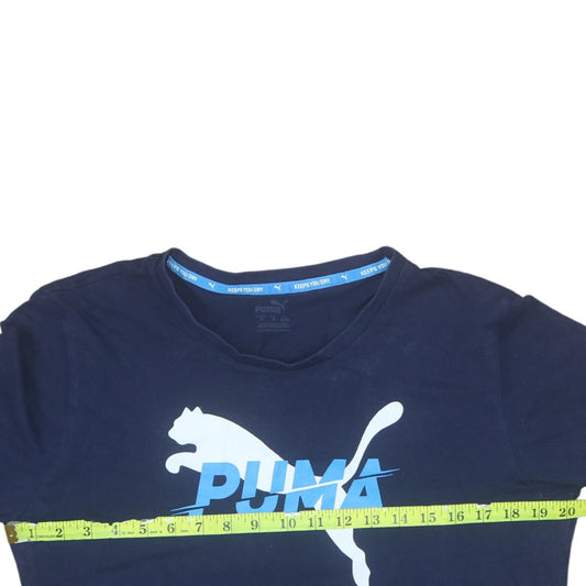 Puma Men's Blue Graphic Logo Short Sleeve Cotton T-Shirt Size M