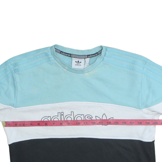 Adidas Mens Blue Colour Block Crew Neck Sweatshirt Small