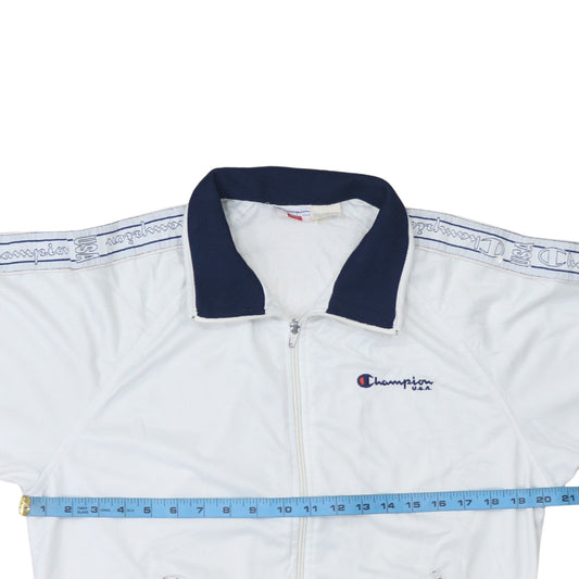 Champion Men's White Full Zip Retro Sports Sweatshirt S