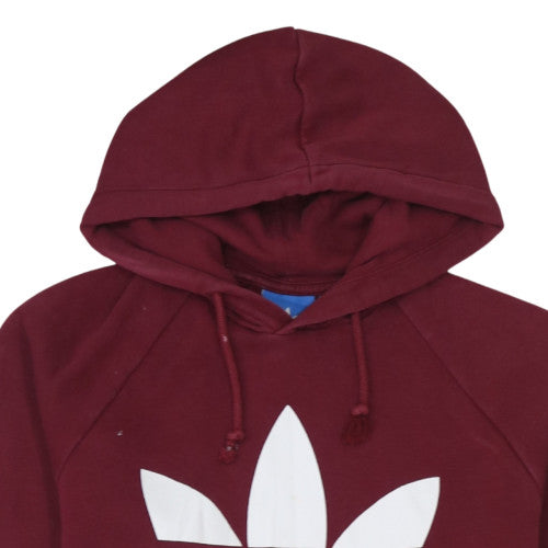 adidas Men's Red Pullover Hoodie Small Logo Graphic Fleece