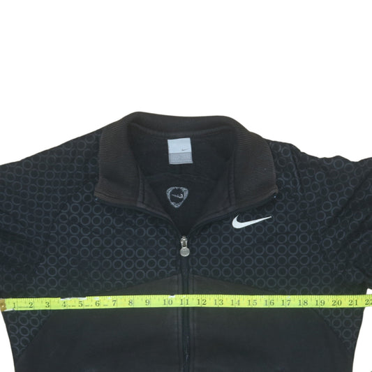 Nike Men's Black Full Zip Fleece Sweatshirt M Geometric Logo
