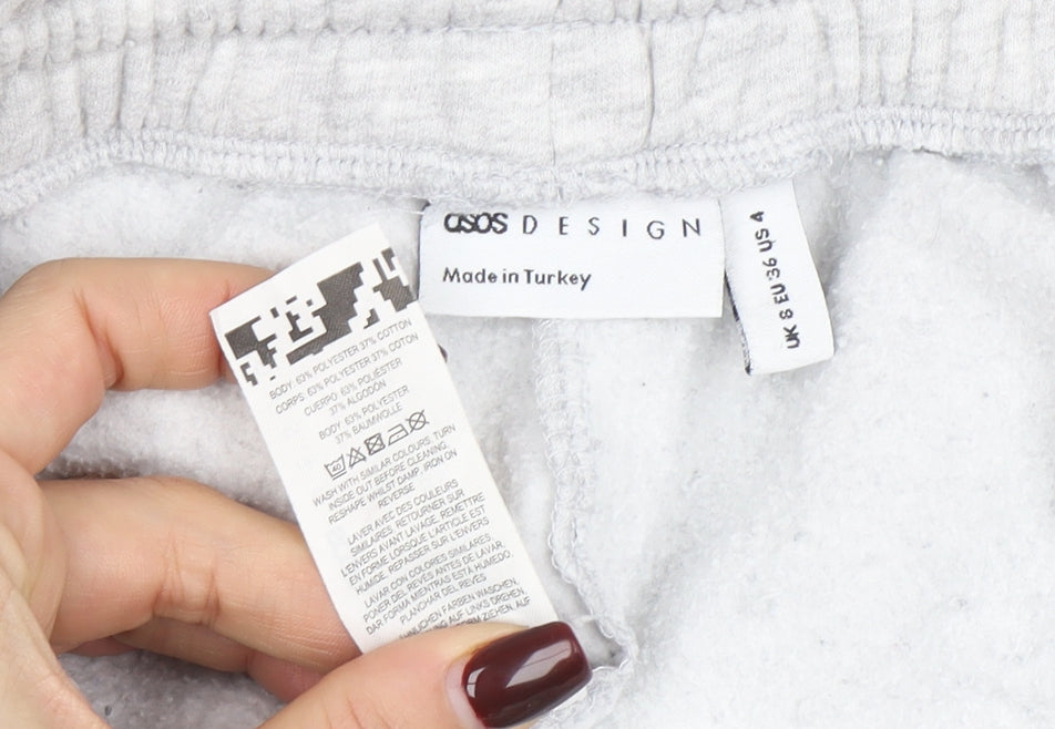 Brand and care label for ASOS DESIGN Women Grey Jogger Sweatpants, size 8, Elastic Waist