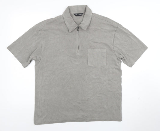 Marks and Spencer Men’s Grey 1/4 Zip Polo Shirt Size S Regular Fit