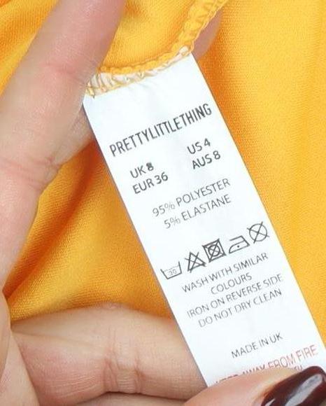 PrettyLittleThing Women’s Yellow One Shoulder Bodycon Midi Dress Size 8