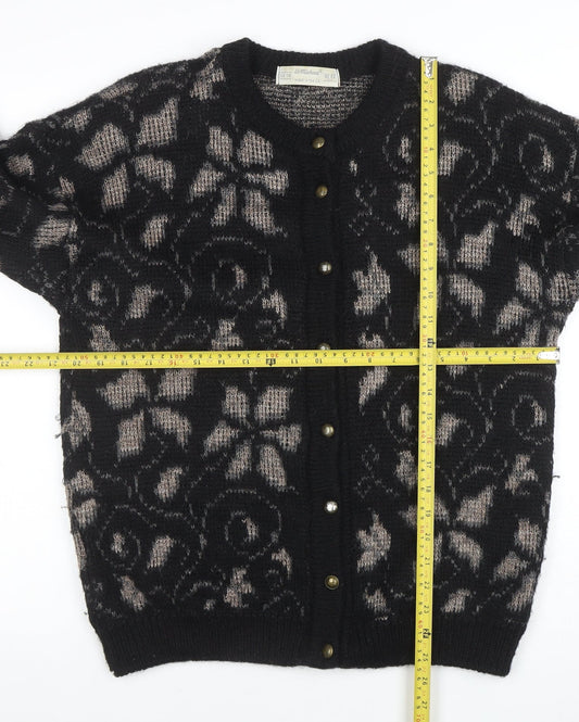 Marks and Spencer Women's Black Floral Mohair Blend Cardigan Size 12-14