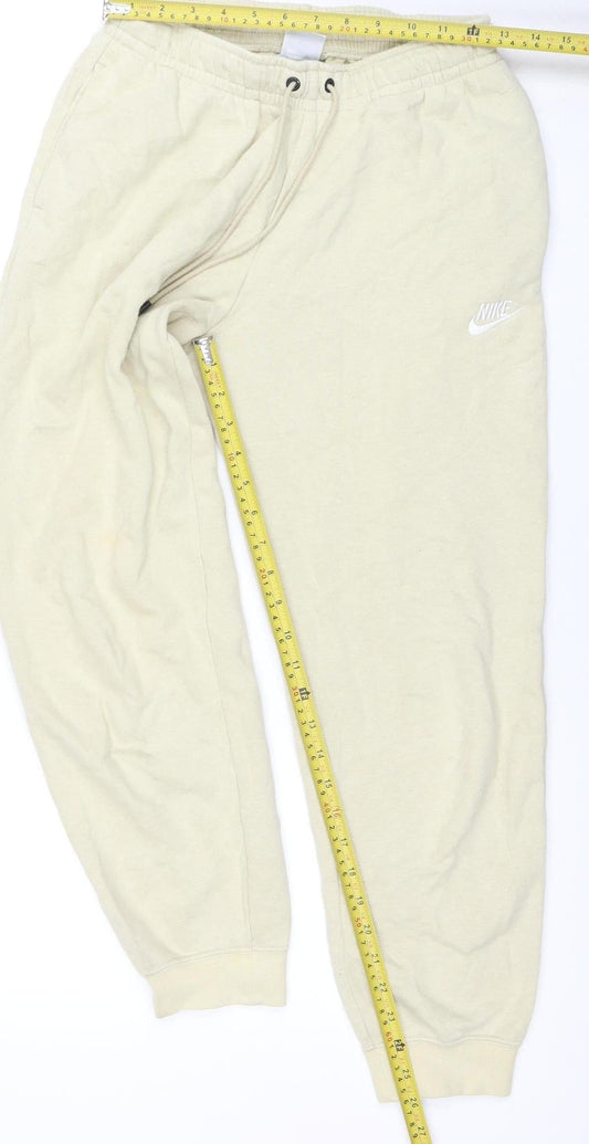 Nike Women's Beige Jogger Sweatpants S Fleece Activewear Trousers
