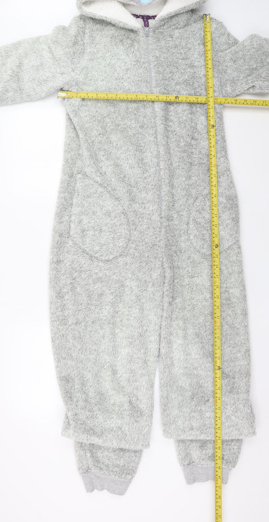 Marks and Spencer Women Grey Fleece Bear Hooded Onesie Size 8