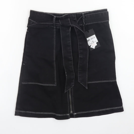 Firetrap Women's Black Knee Length Pencil Skirt Size S Denim Style