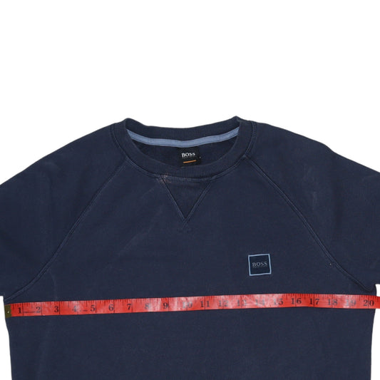 Hugo Boss Men's Blue Crew Neck Long Sleeve Cotton Sweatshirt S