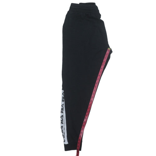 FILA Men's Black Jogger Trousers L Logo Cuffed Fleece Regular Fit