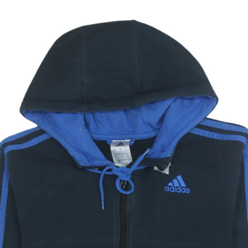 Additional view of Adidas Men's Blue Full Zip Hoodie, size S, Logo Sportswear