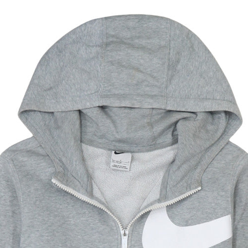 Additional view of Nike boys’ grey full zip hoodie, size L, 147-158cm fleece sweatshirt