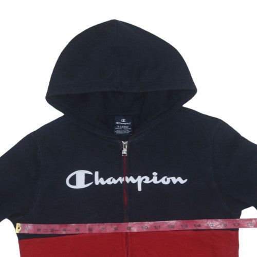 Champion Boys Navy Red Full Zip Hoodie Size 13-14 Years Cotton Blend